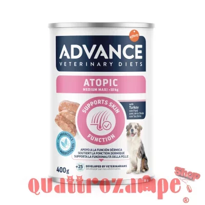 Advance Veterinary Diets Dog Atopic Tacchino 400 gr Barattolo Umido per Cani