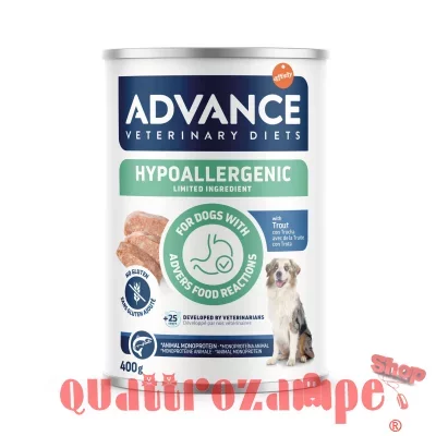 Advance Veterinary Diets Dog Hypoallergenic Trota 400 gr Barattolo Umido per Cani