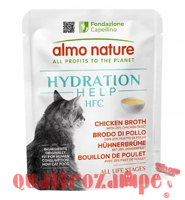 Almo Nature Hydration Help Brodo di Pollo con Filetti di Pollo 50 gr Bustina Umdio Gatto