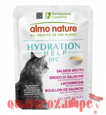 Almo Nature Hydration Help Brodo di Salmone con Filetti di Salmone 50 gr Bustine Per Gatti