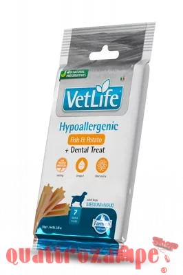 Farmina Dog VetLife Dental Treat Hypoallergenic Fish Medium Large 110 gr Snack Per Cani