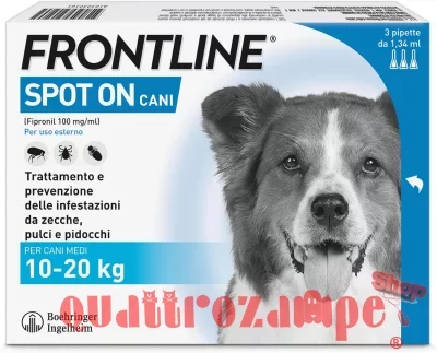 Frontline SPOT ON Taglia M 10-20 Kg - Antiparassitario per cane cani - 3 pipette