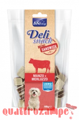 Life Dog Snack Delisnack Mini Sandwich Manzo Merluzzo 100 gr
