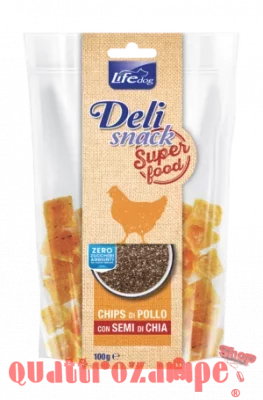 Life Dog Snack Delisnack Superfood Chips Pollo Semi di Chia 100 gr