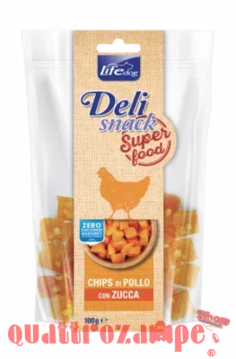 Life Dog Snack Delisnack Superfood Chips Pollo Zucca 100 gr