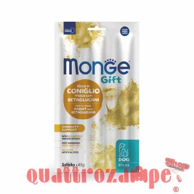 Monge Gift 3 Stick Immunity Support Coniglio Betaglucani 45 gr Snack Per Cani