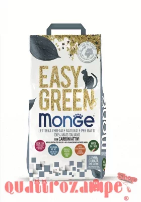 Monge Lettiera Agglomerante Vegetale Easy Green Con Carboni Attivi 10 lt 3,8 kg