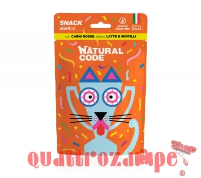 Natural Code Snack Cat Steril Grain Free Carni Rosse Latte Mirtillo 60 gr