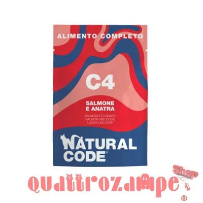 Natural Code C4 Salmone Anatra 70 gr Cibo Umido Completo Per Gatti