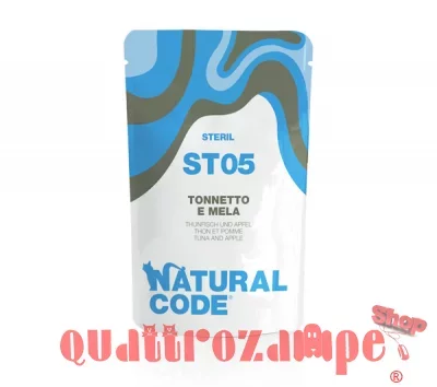 Natural Code ST05 Sterilised Tonnetto e Mela 70 Gr Bustina Per Gatti