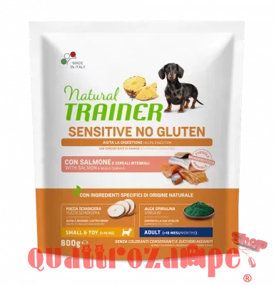 Natural Trainer Sensitive Adult Salmone e Cereali Integrali 800 gr Per Cani