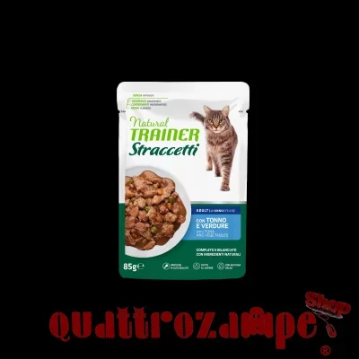 Natural Trainer Straccetti Adult Tonno Con Verdure 85 gr Bustina Umido Per Gatti