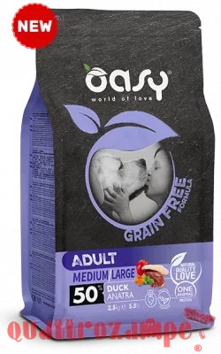 Oasy Dog Grain Free Adult Medium Large Anatra Cibo Per Cani