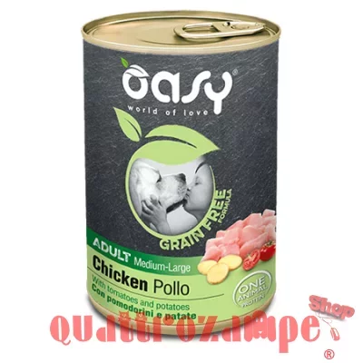 Oasy Dog Grain Free Adult Medium Large Pollo 400 Gr Barattolo Umido Cane