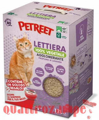 Petreet Lettiera Vegetale Profumo di Lavanda 12 Lt Agglomerante Per Gatti