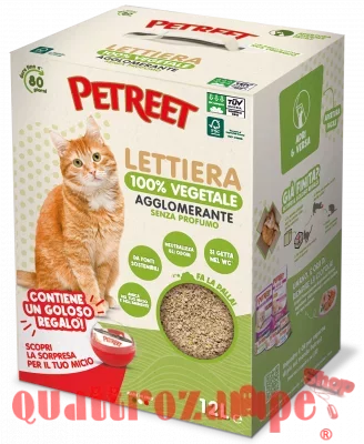 Petreet Lettiera Vegetale Senza Profumo 12 Lt Agglomerante Per Gatti