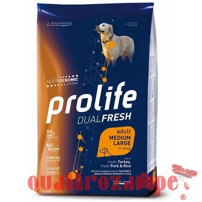 Prolife Dog Dual Fresh Adult Medium Large Tacchino Maiale 10 kg