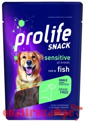 Prolife Snack Sensitive Grain Free Pesce 90 Gr Fish Premi Cane