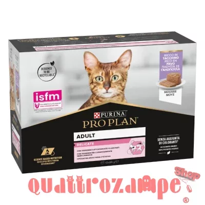 Purina Pro Plan Cat Adult Delicate Lattina 12X85 Gr Mousse Con Tacchino