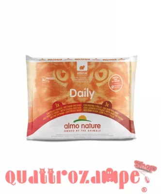 Almo Nature Daily Multipack Pollo Manzo e Pollo Anatra 6 x 70 gr Bustine Umido Per Gatti