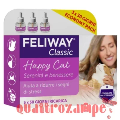 Ceva Feliway Classic Set di 3 Ricariche da 48 ml Per Gatti