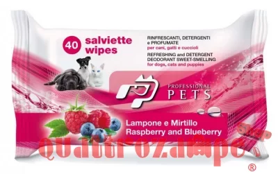 40 Salviette Detergenti Profumate alla Citronella Per Cani e Gatti Professional Pets