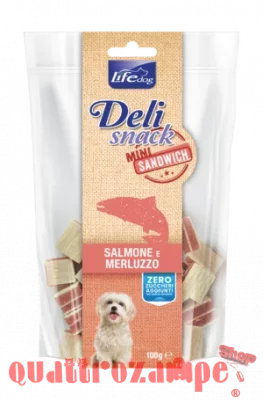 Life Dog Snack Delisnack Mini Sandwich Salmone Merluzzo 100 gr