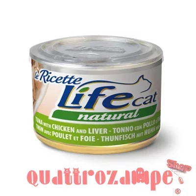 Life Cat Le Ricette Natural Tonno Pollo Fegatini 150 gr Scatoletta Gatti