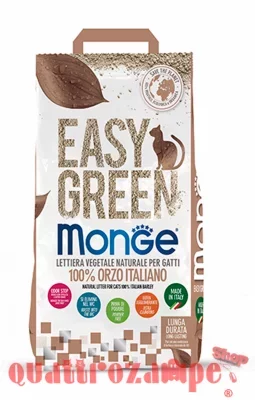 Monge Lettiera Agglomerante Vegetale Easy Green Orzo 10 lt 3,8 kg