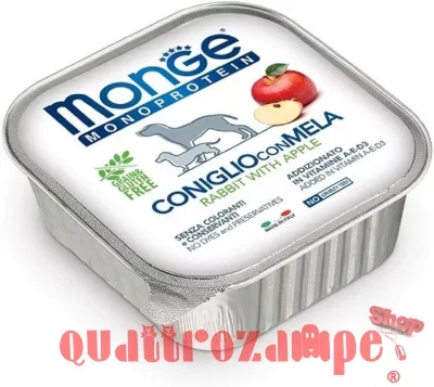 Monge Coniglio Mela150 gr Monoproteico Grain Free Umido per Cani