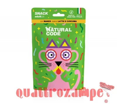 Natural Code Snack Cat Adult Grain Free Manzo Latte Curcuma 60 gr
