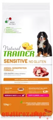Natural Trainer Sensitive No Gluten Adult Medium Maxi Maiale e Cereali Integrali 12 kg
