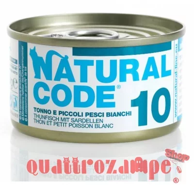 Natural Code 10 Tonno e Piccoli Pesci Bianchi 85 gr Per Gatti