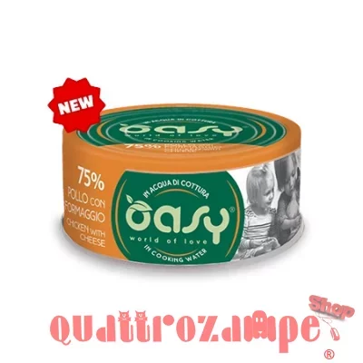 Oasy More Love Petto di Pollo Formaggio Lattina 70 gr Per Gatti