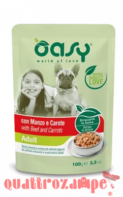 Oasy Dog Adult Manzo e Carote 100 gr Bustina Cane
