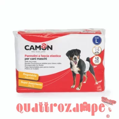 Camon 12 Pannolini a Fascia Elastica Large Mis.3 Per Cani Maschi