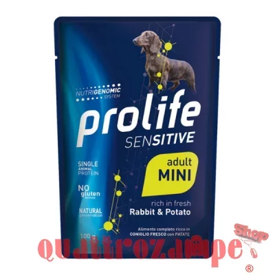 Prolife Mini Adult Sensitive Coniglio Patate 100 gr Bustina Umido Cani