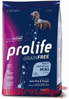 Prolife Dog Sensitive Grain Free Mini Adult Sogliola e Patate 2 kg Cane