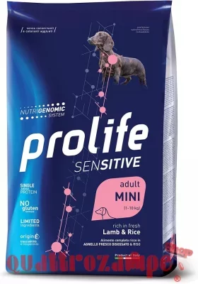 Prolife Dog Sensitive Mini Adult Agnello e Riso 7 kg Crocchette Per Cani