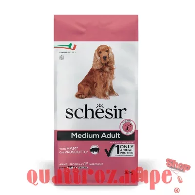 Schesir Dog Medium Adult Prosciutto Monoproteico Mantenimento 12 kg Per Cani