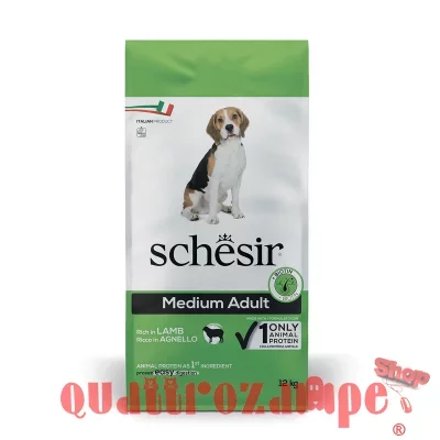 Schesir Dog Medium Adult Agnello Monoproteico Mantenimento 12 kg Per Cani