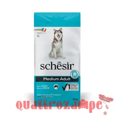 Schesir Dog Medium Adult Pesce Monoproteico Mantenimento 12 kg Per Cani