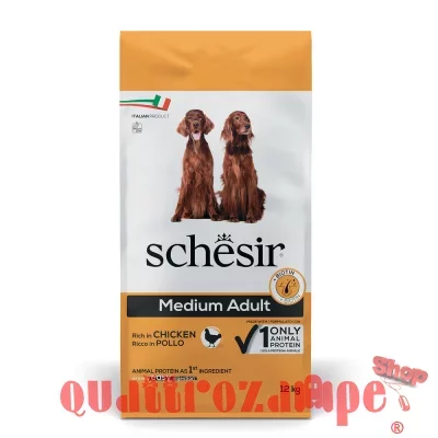 Schesir Dog Medium Adult Pollo Monoproteico Mantenimento 12 kg Per Cani