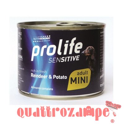 Prolife-Sensitive-Dog-Mini-Adult-Renna-Patate-200-gr-Umido-Per-Ca